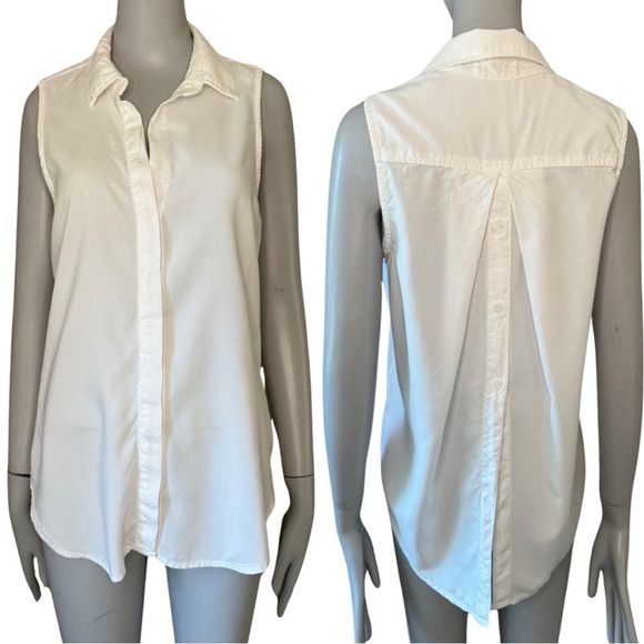 Bella Dahl Tops - BELLA DAHL Button Front Split Back White Blouse Top Tencel Size XS
